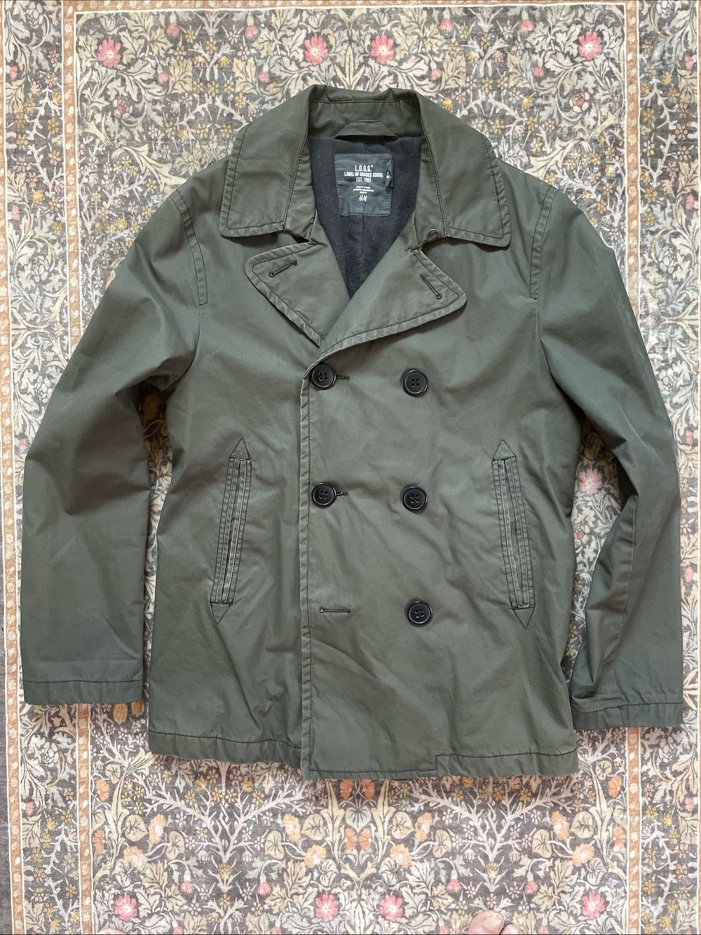 H&M F/W 2010 Waxed Cotton Pea Coat fleece lined Men’s 40R Medium